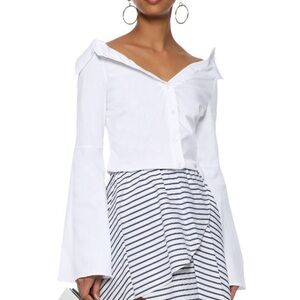 CAROLINE CONSTAS white Persephone off the shoulder bell sleeves blouse size M